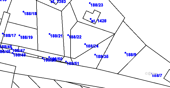 Parcela st. 188/24 v KÚ Všemyslice, Katastrální mapa