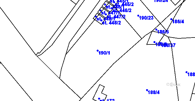 Parcela st. 190/1 v KÚ Všemyslice, Katastrální mapa