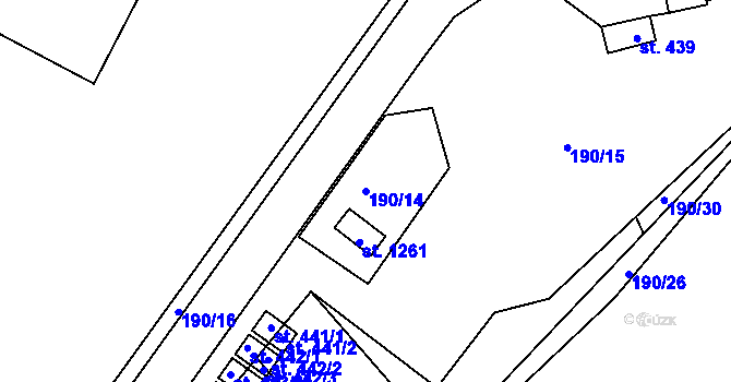 Parcela st. 190/14 v KÚ Všemyslice, Katastrální mapa