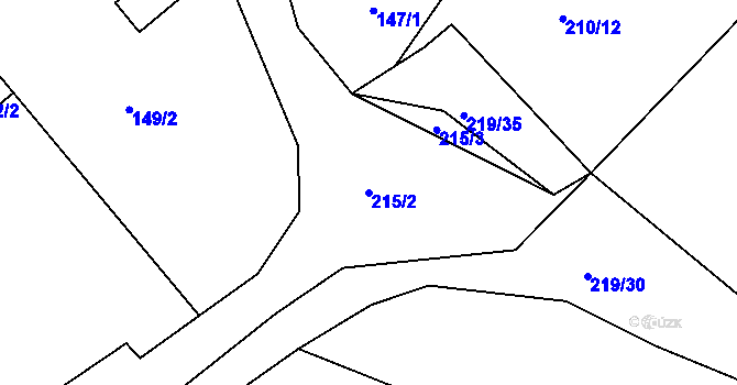 Parcela st. 215/2 v KÚ Všemyslice, Katastrální mapa