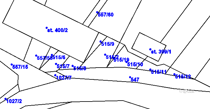 Parcela st. 515/2 v KÚ Všemyslice, Katastrální mapa