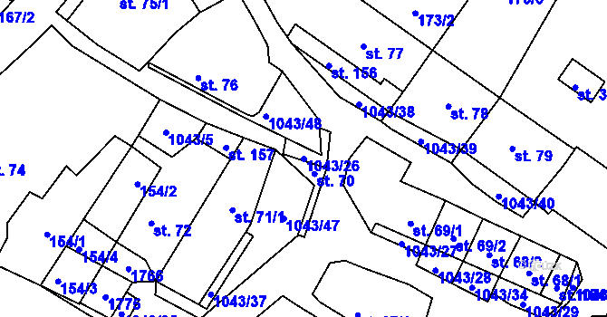 Parcela st. 1043/26 v KÚ Všemyslice, Katastrální mapa