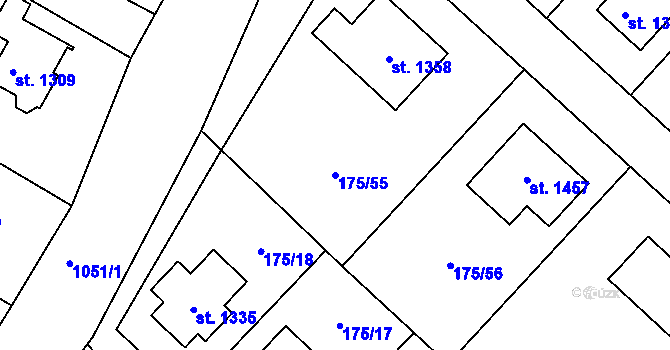 Parcela st. 175/55 v KÚ Všemyslice, Katastrální mapa