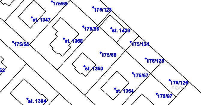Parcela st. 175/68 v KÚ Všemyslice, Katastrální mapa