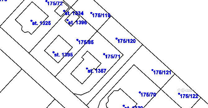 Parcela st. 175/71 v KÚ Všemyslice, Katastrální mapa