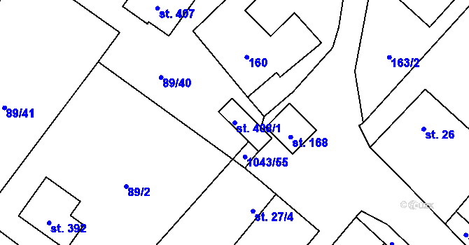 Parcela st. 408/1 v KÚ Všemyslice, Katastrální mapa