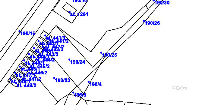 Parcela st. 190/25 v KÚ Všemyslice, Katastrální mapa