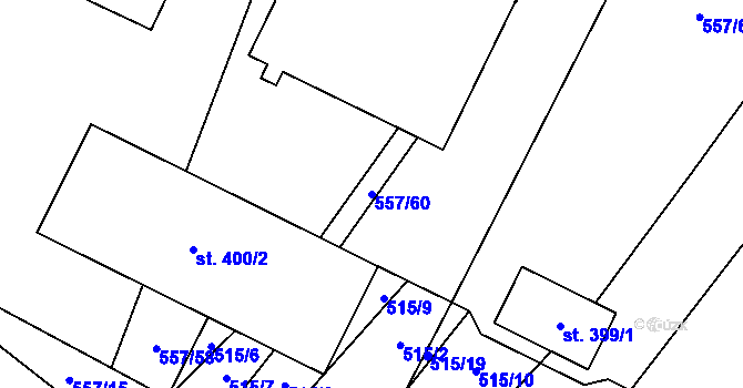 Parcela st. 557/60 v KÚ Všemyslice, Katastrální mapa