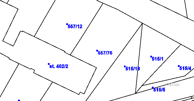 Parcela st. 557/76 v KÚ Všemyslice, Katastrální mapa
