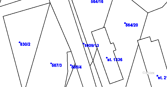 Parcela st. 1009/13 v KÚ Všemyslice, Katastrální mapa