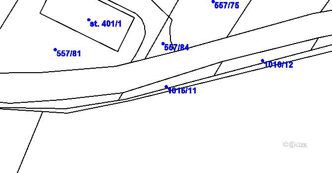 Parcela st. 1016/11 v KÚ Všemyslice, Katastrální mapa