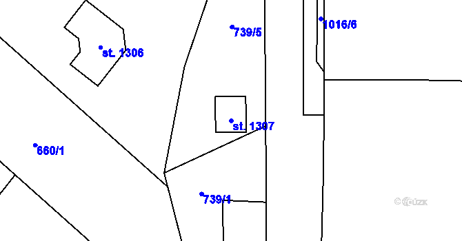 Parcela st. 1307 v KÚ Všemyslice, Katastrální mapa