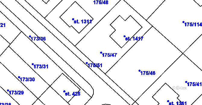 Parcela st. 175/47 v KÚ Všemyslice, Katastrální mapa