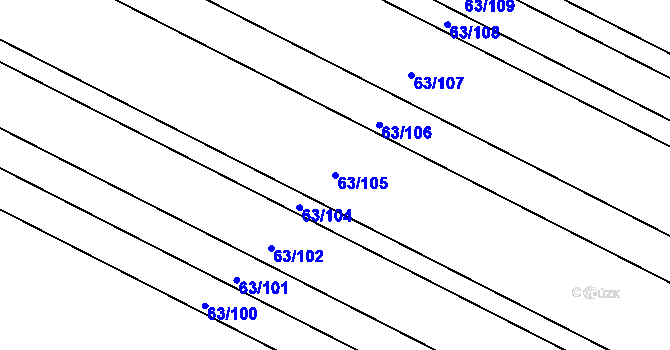 Parcela st. 63/105 v KÚ Všemyslice, Katastrální mapa