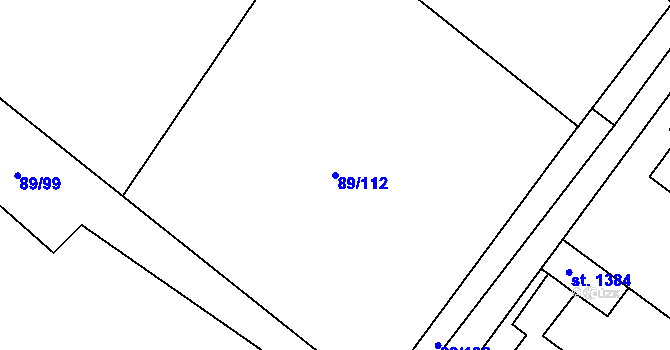 Parcela st. 89/112 v KÚ Všemyslice, Katastrální mapa