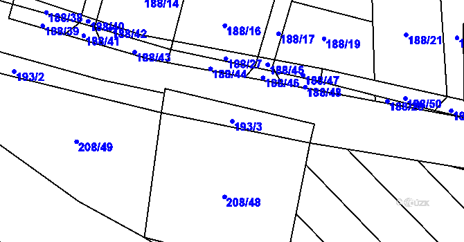 Parcela st. 193/3 v KÚ Všemyslice, Katastrální mapa
