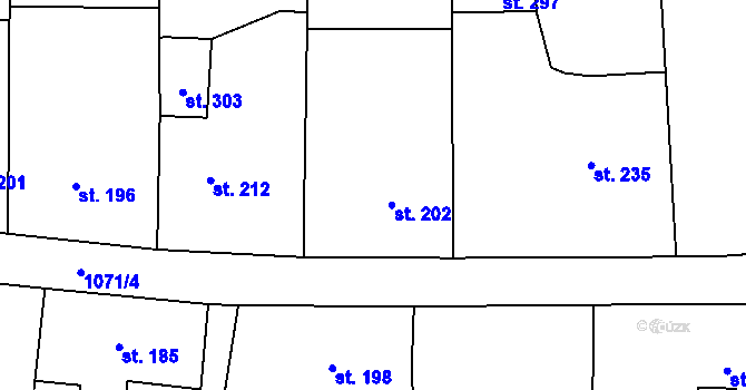 Parcela st. 202 v KÚ Všeň, Katastrální mapa