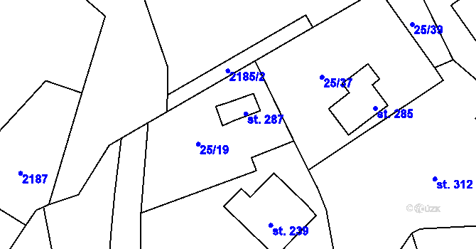 Parcela st. 287 v KÚ Všeň, Katastrální mapa