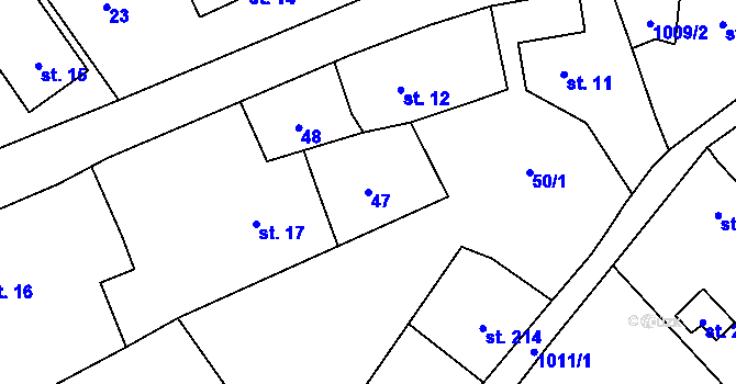 Parcela st. 47 v KÚ Všeň, Katastrální mapa