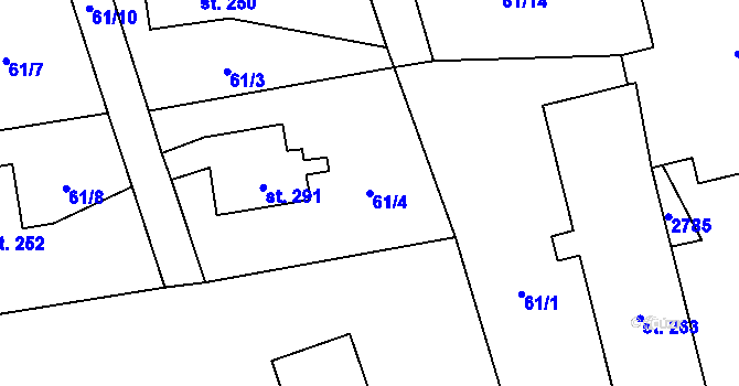 Parcela st. 61/4 v KÚ Všeň, Katastrální mapa