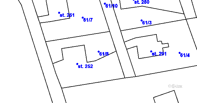 Parcela st. 61/8 v KÚ Všeň, Katastrální mapa