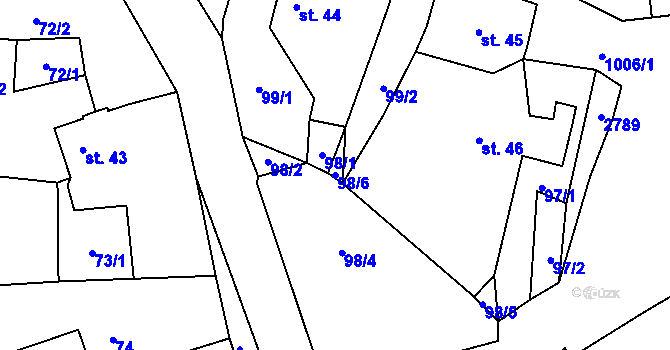 Parcela st. 98/6 v KÚ Všeň, Katastrální mapa