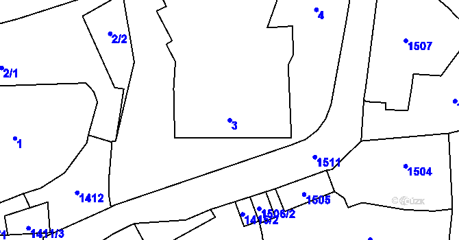 Parcela st. 3 v KÚ Všenory, Katastrální mapa