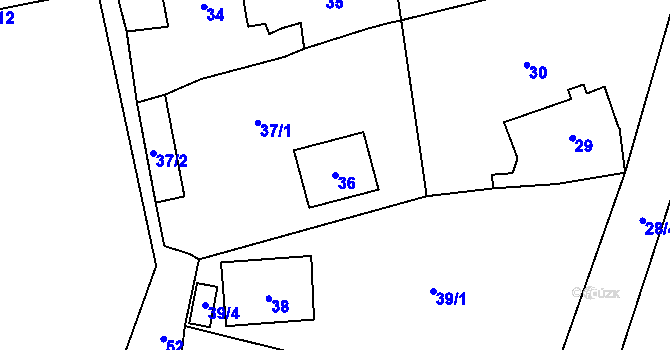 Parcela st. 36 v KÚ Všenory, Katastrální mapa