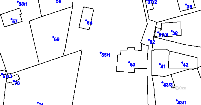 Parcela st. 55/1 v KÚ Všenory, Katastrální mapa