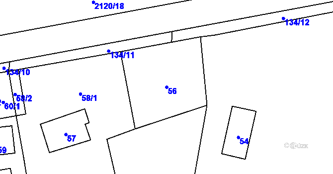 Parcela st. 56 v KÚ Všenory, Katastrální mapa