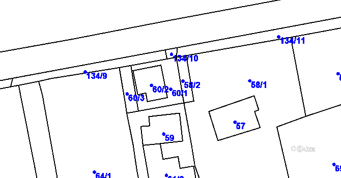 Parcela st. 60/1 v KÚ Všenory, Katastrální mapa