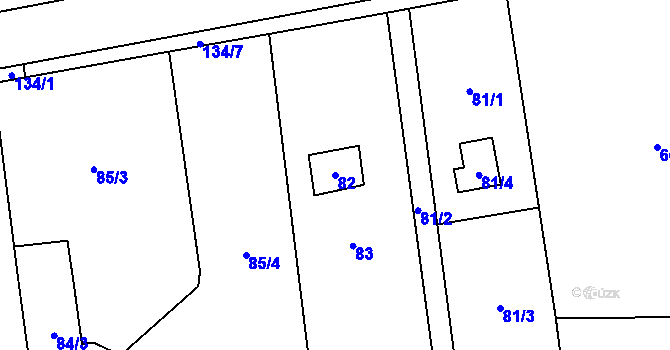 Parcela st. 82 v KÚ Všenory, Katastrální mapa