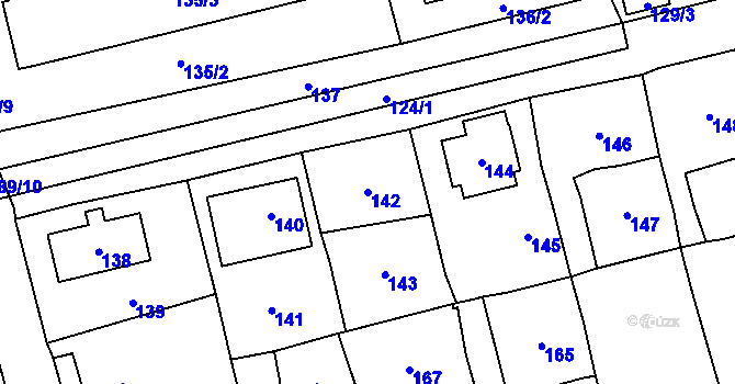 Parcela st. 142 v KÚ Všenory, Katastrální mapa