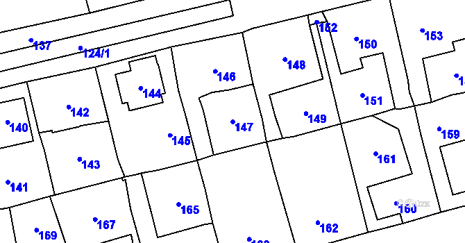 Parcela st. 147 v KÚ Všenory, Katastrální mapa