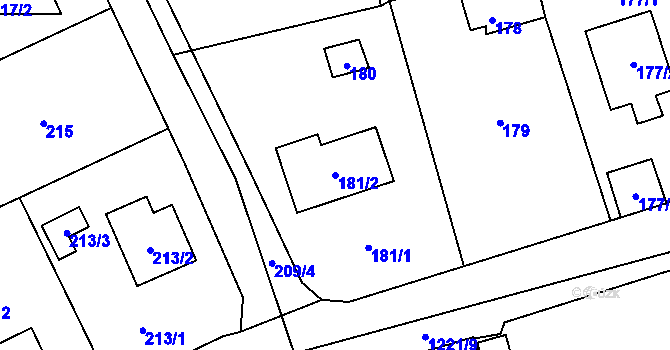 Parcela st. 181/2 v KÚ Všenory, Katastrální mapa