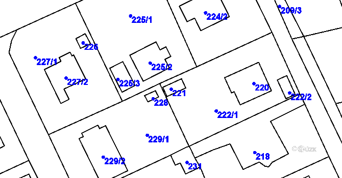 Parcela st. 221 v KÚ Všenory, Katastrální mapa