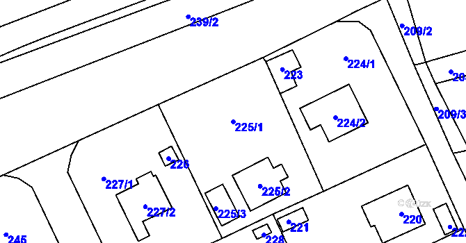 Parcela st. 225/1 v KÚ Všenory, Katastrální mapa