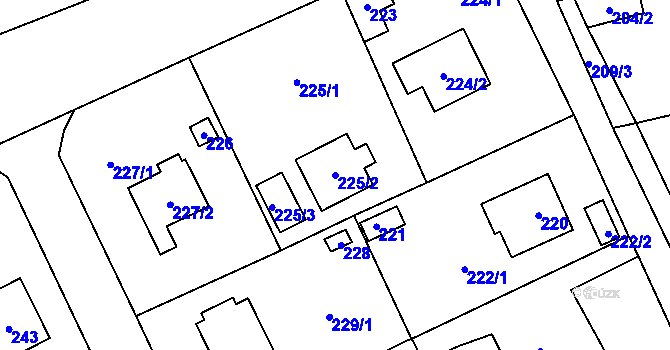 Parcela st. 225/2 v KÚ Všenory, Katastrální mapa