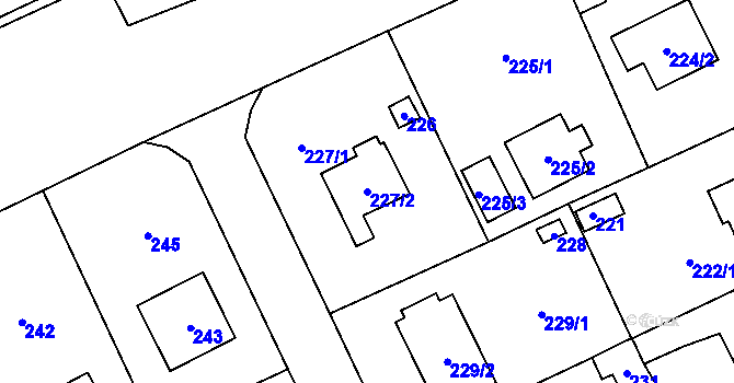 Parcela st. 227/2 v KÚ Všenory, Katastrální mapa