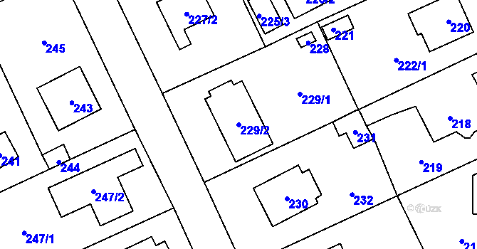 Parcela st. 229/2 v KÚ Všenory, Katastrální mapa