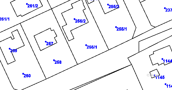 Parcela st. 256/1 v KÚ Všenory, Katastrální mapa
