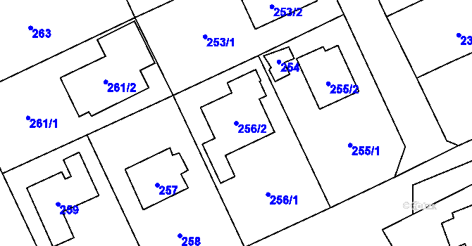 Parcela st. 256/2 v KÚ Všenory, Katastrální mapa