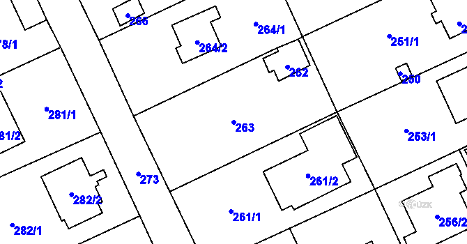 Parcela st. 263 v KÚ Všenory, Katastrální mapa