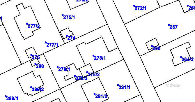 Parcela st. 278 v KÚ Všenory, Katastrální mapa