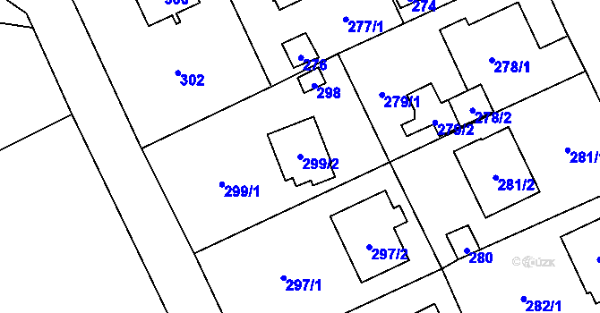 Parcela st. 299/2 v KÚ Všenory, Katastrální mapa