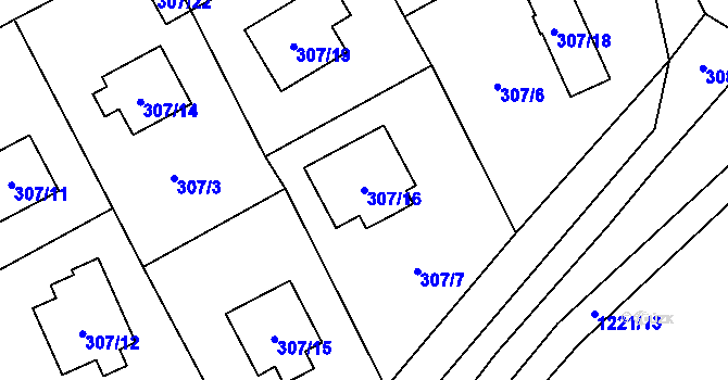 Parcela st. 307/16 v KÚ Všenory, Katastrální mapa