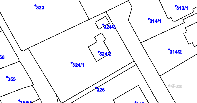 Parcela st. 324/2 v KÚ Všenory, Katastrální mapa