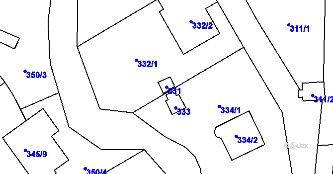 Parcela st. 331 v KÚ Všenory, Katastrální mapa