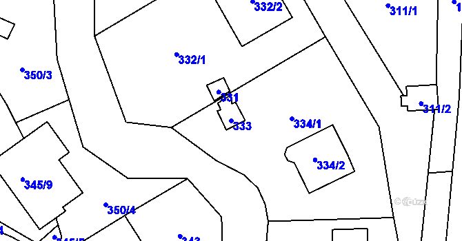 Parcela st. 333 v KÚ Všenory, Katastrální mapa