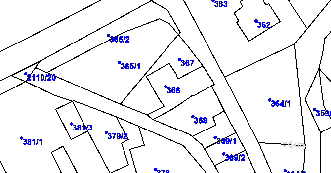 Parcela st. 366 v KÚ Všenory, Katastrální mapa
